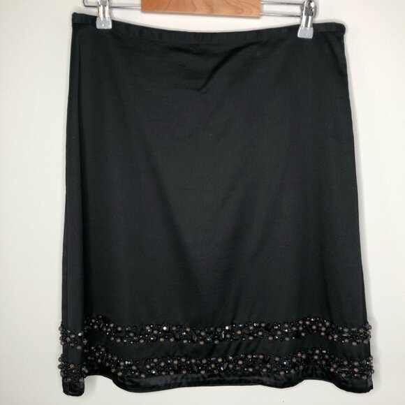 Boden Dresses & Skirts - BODEN Black‎ Wooden Beaded Trim Knee Length Skirt  Size 14R